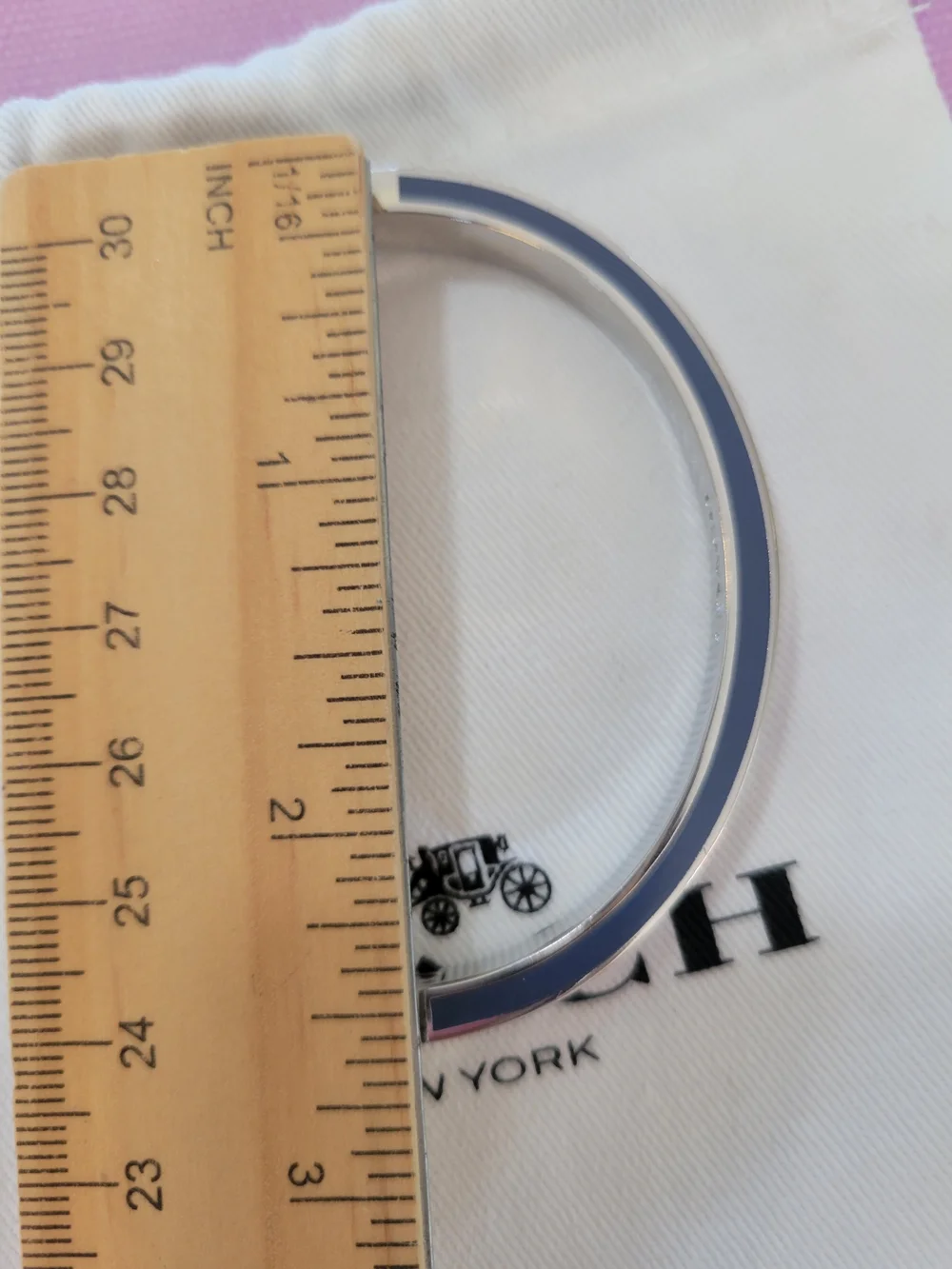 Coach Purple Enamel Signature Hinged Bangle Bracelet